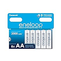 eneloop, batterie ricaricabili AA, Mignon, confezione da 8, capacità di min. 2000 mAh, batterie Ni-MH, pronte all’uso, ricaricabili fino a 2000 volte, confezione senza plastica, standard, bianche