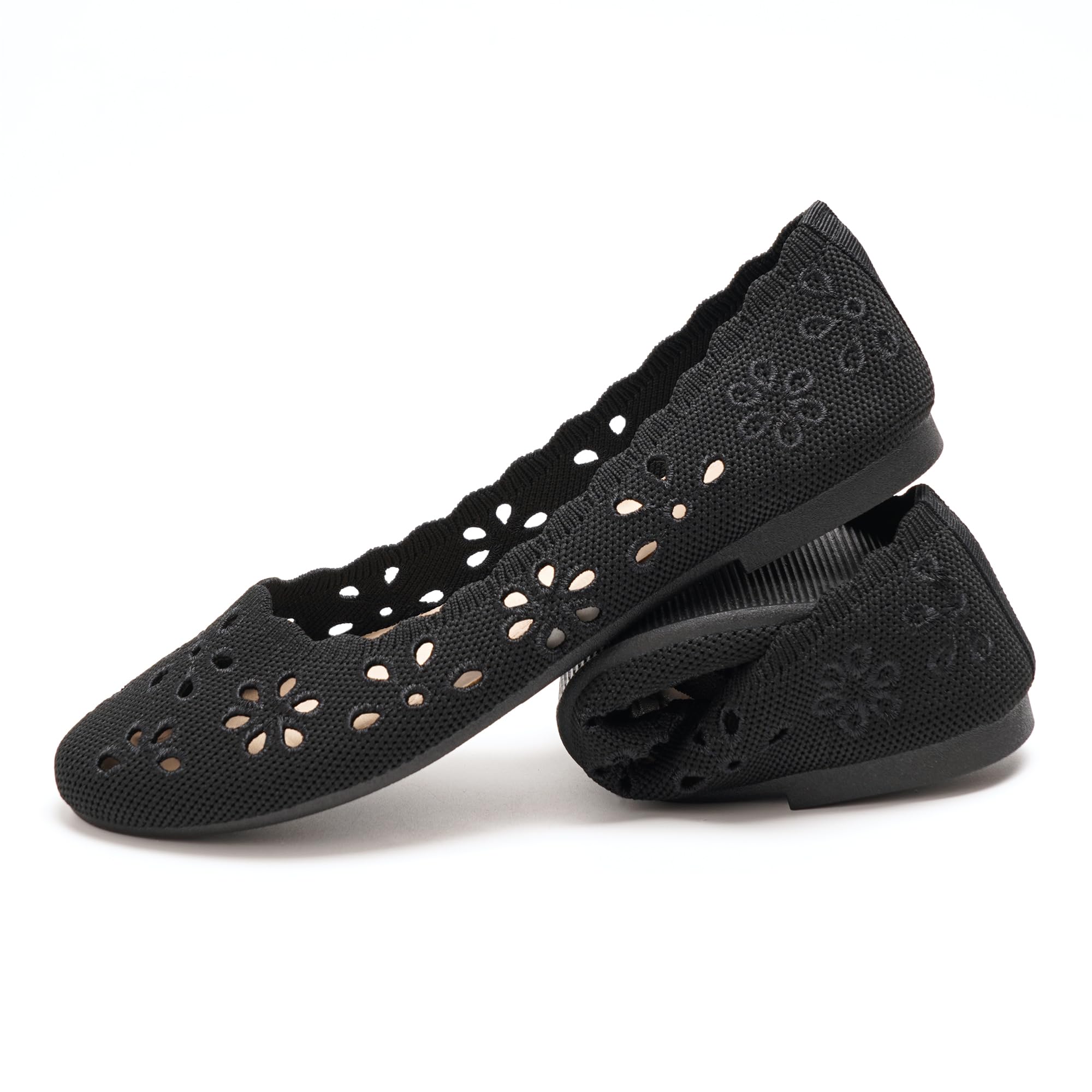 GLAMORA Bailarinas Manoletinas Caladas Mujer Zapatos Planos Transpirables Tejido Flexible Puntera Redondeada Suela de Goma Cómodos Ligeros Bailarinas Verano