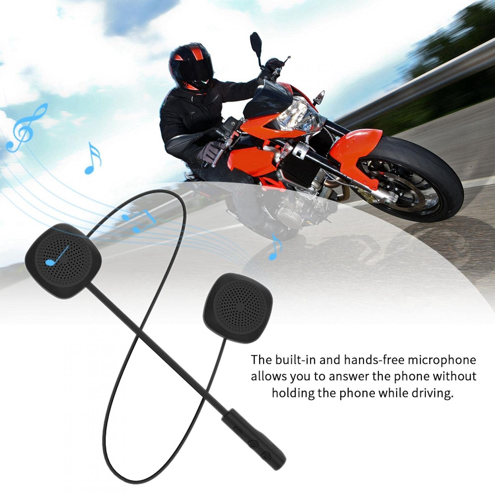 OUKENS Écouteur Bluetooth, MH04 5.0 Haut-parleurs Casque de Moto Mains Libres Casque Bluetooth stéréo Musique Appel écouteur
