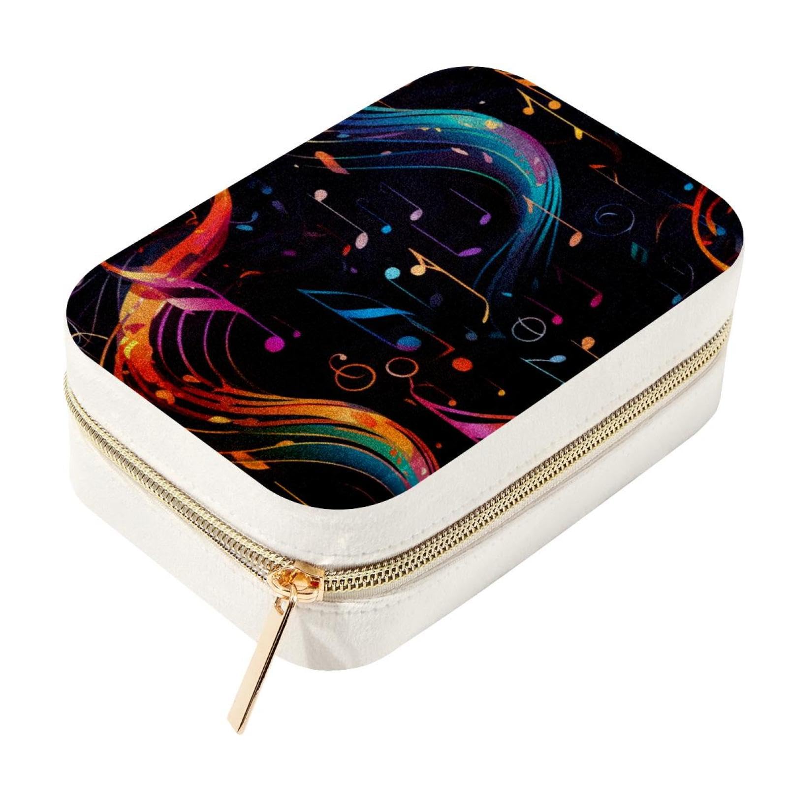 Organizador de joyas elegante joyero de viaje con notas musicales y gran capacidad