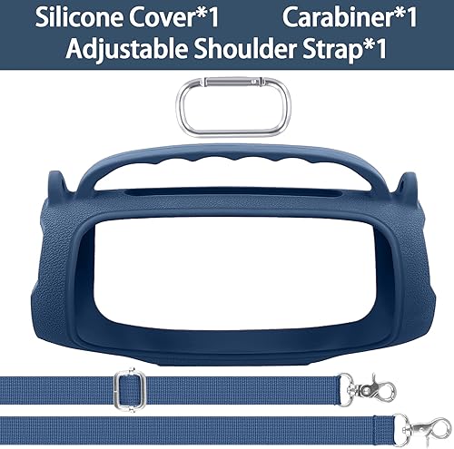 Miniatura 28 de Funda de silicona compatible con JBL Charge 5 portátil impermeable Bluetooth altavoz (funda de silicona negra) Negro cubierta,azul