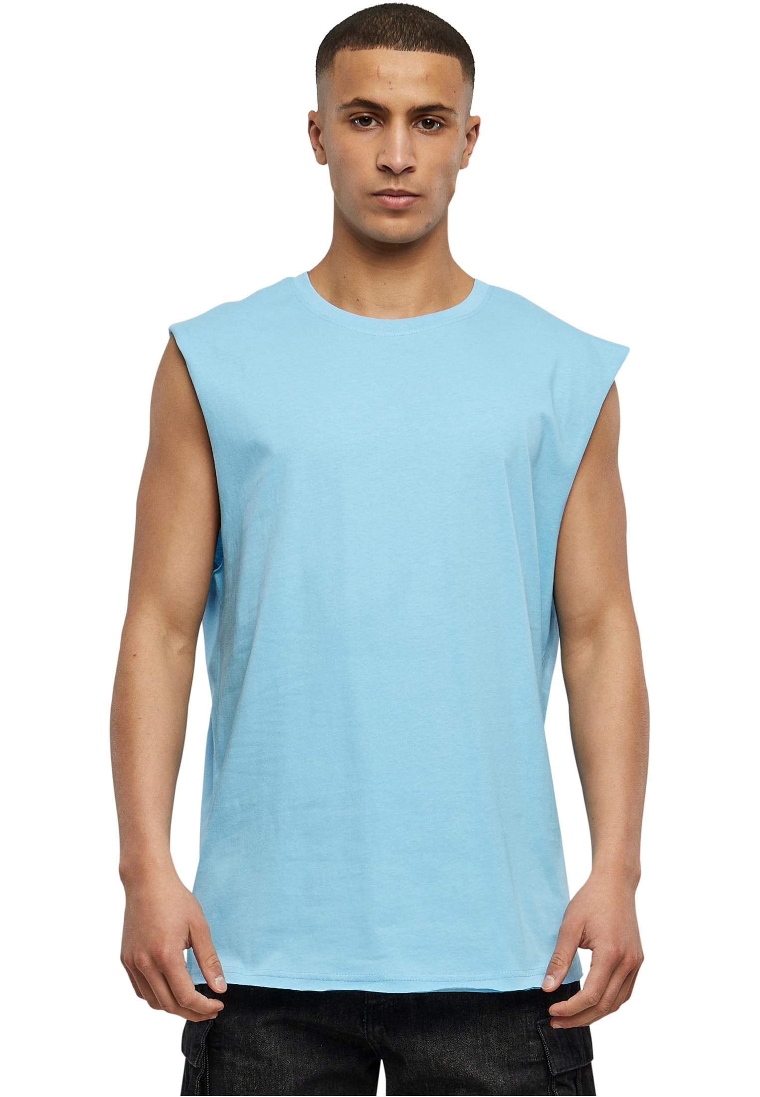 Urban Classics Men's Open Edge Sleeveless Tee, Baltic Blue, S