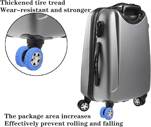 Miniatura 3 de Fundas de rueda de equipaje, fundas de silicona para ruedas, 8 piezas de cubierta de protección de rueda para compartimento de equipaje, Azul