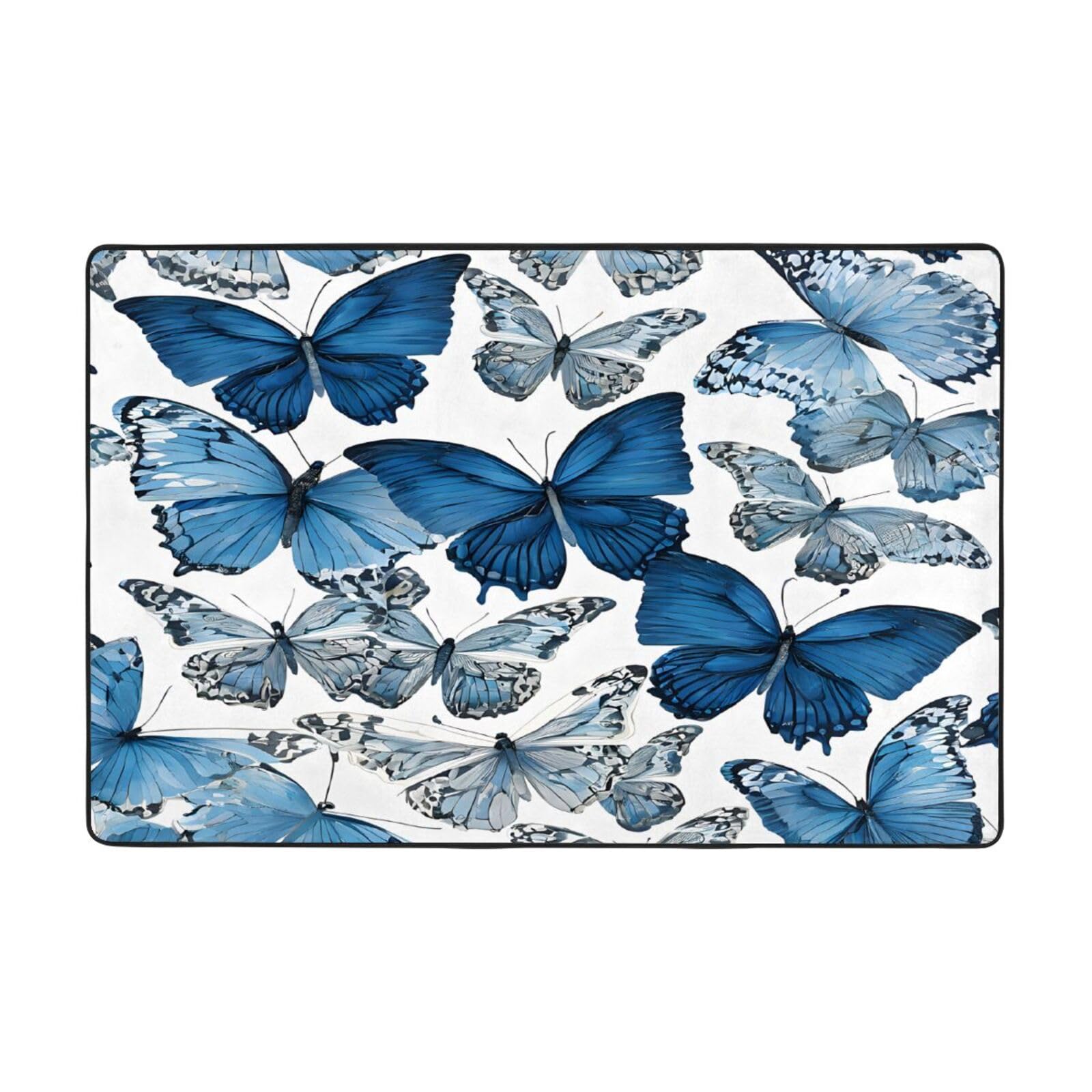 Tapis imprimé papillons bleus antidérapant fini les glissades