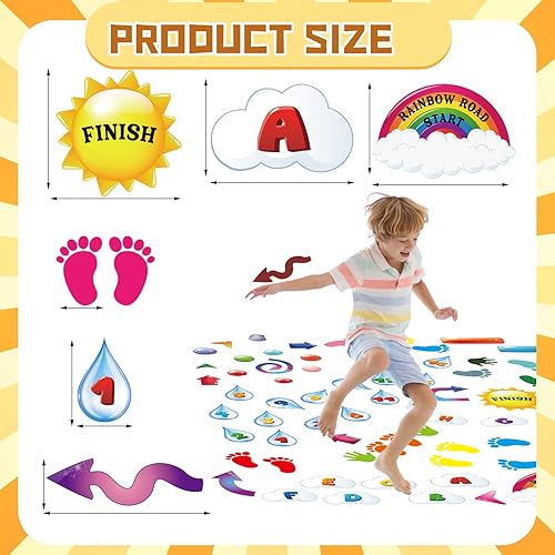 Vista 9 de Teling 159 calcomanías sensoriales del alfabeto para caminos sensoriales para suelo y pared, calcomanías para pasillos escolares (selva)