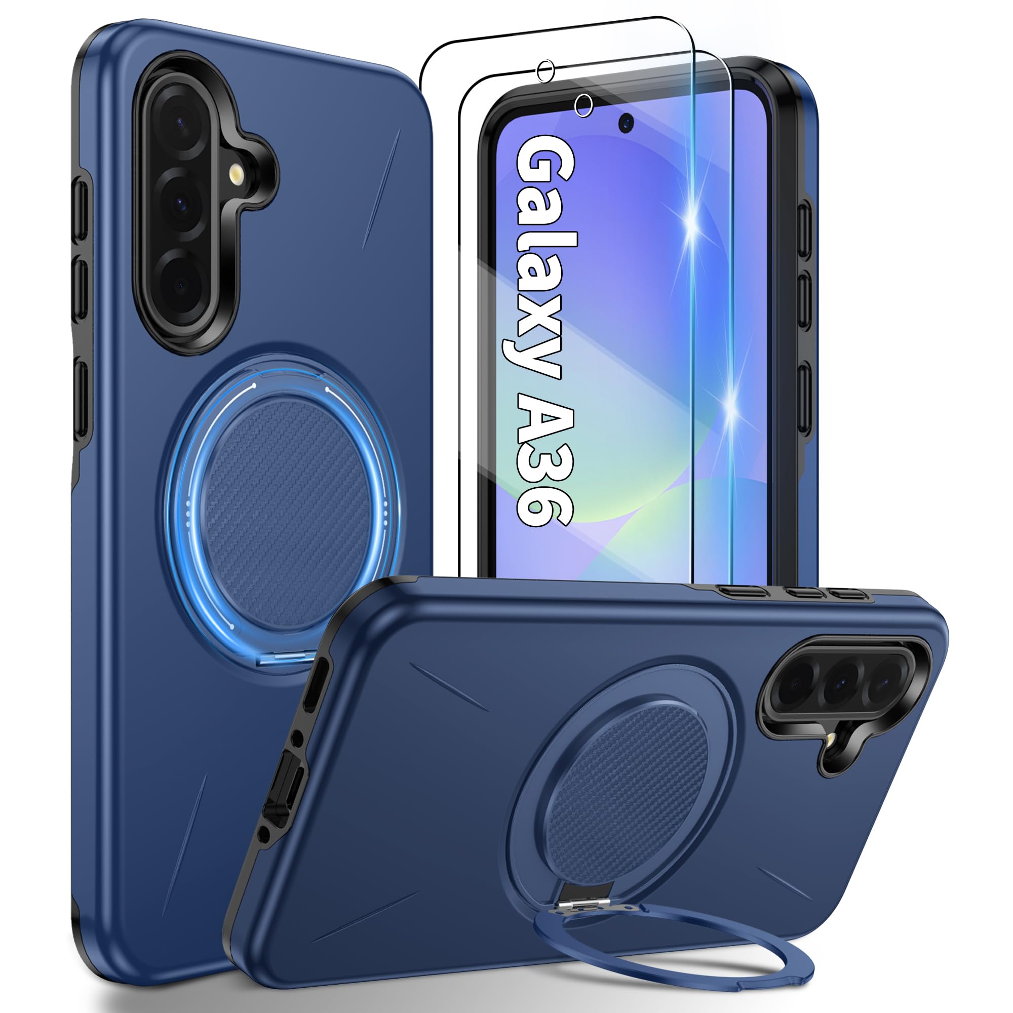 Gritup für Samsung S Serie Gehäuse [Kompatibel mit MagSafe Zubehör]: 2 Stück HD-Bildschirmschutz, eingebauter Kickstand, Dual Layer Stoßdicht, Kamera Guard, Samt Touch