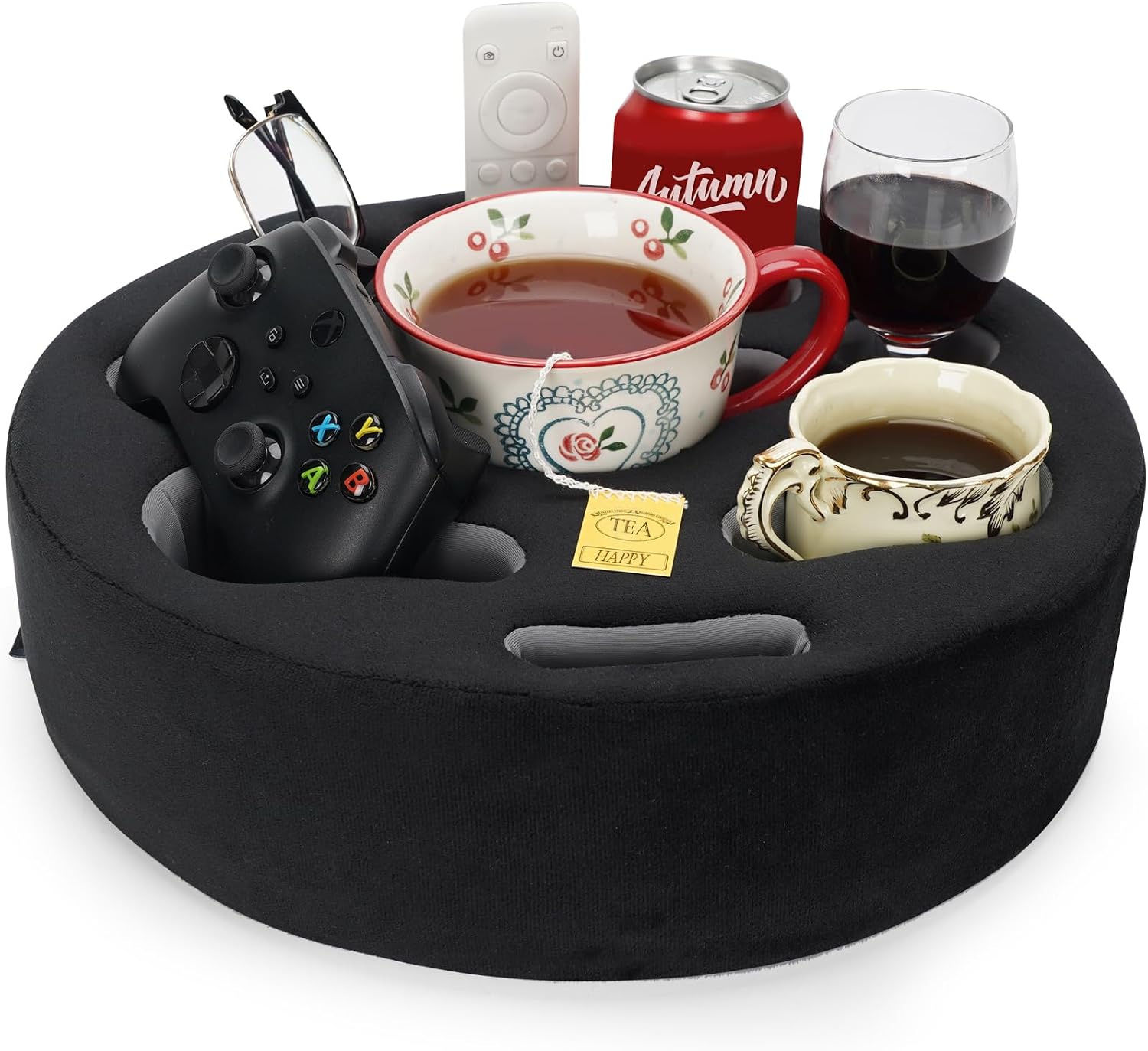 Couch Cup Holder Pillow, Sofa Drink Holder Buddy, Black