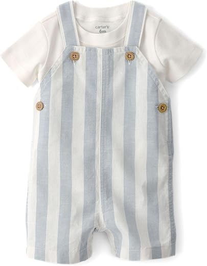 Carter's Baby Boy 2-Piece Boat Romper Set | Soft &amp; Breathable Fabric | Easy Snap Closures | Comfortable Outfit for Babies...