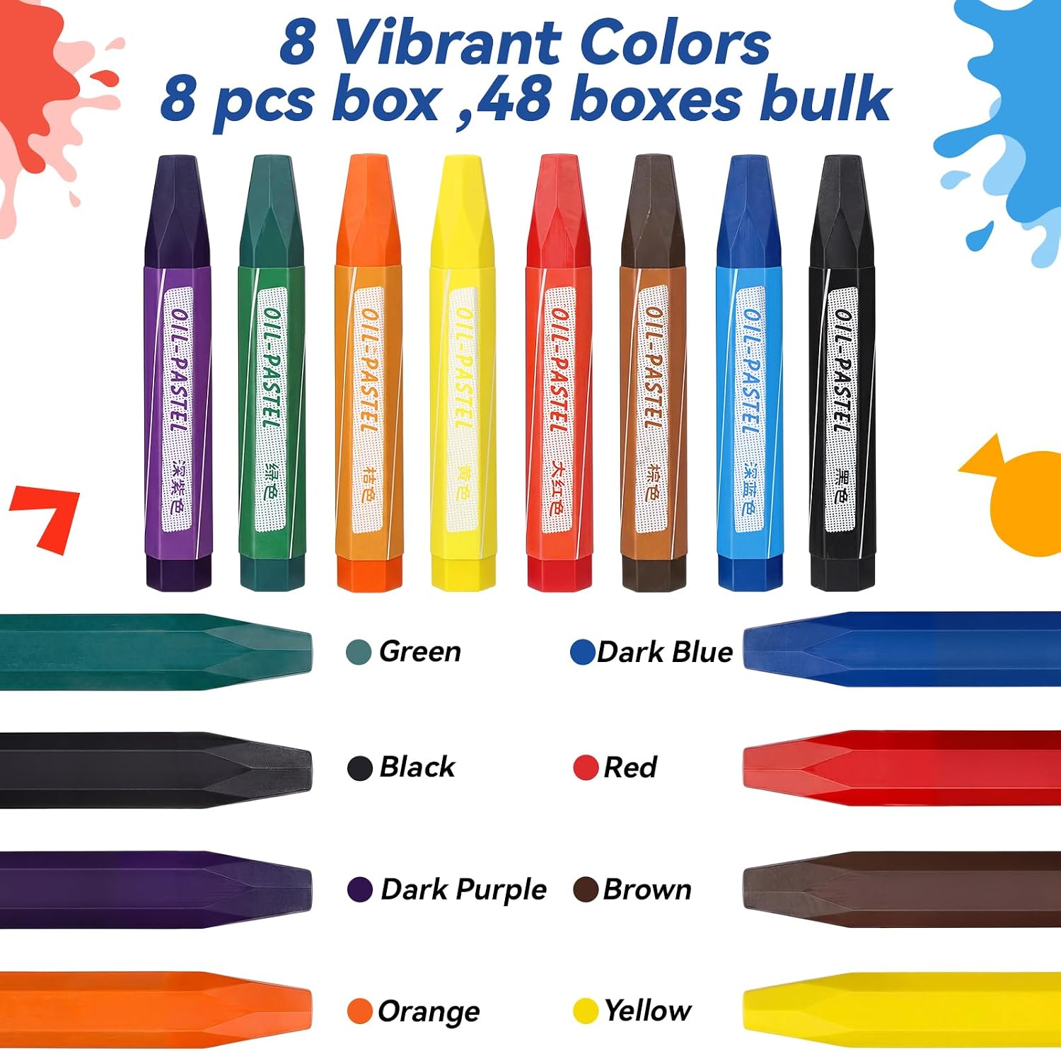 48 Sets 384 Pcs Oil Pastels Bulk 8 Colors Hexagonal Soft Oil Crayons Pastels Easy Grip Non-toxic Art Supplies for Beginners Artists Painting Drawing Blending Graffiti Gallery
