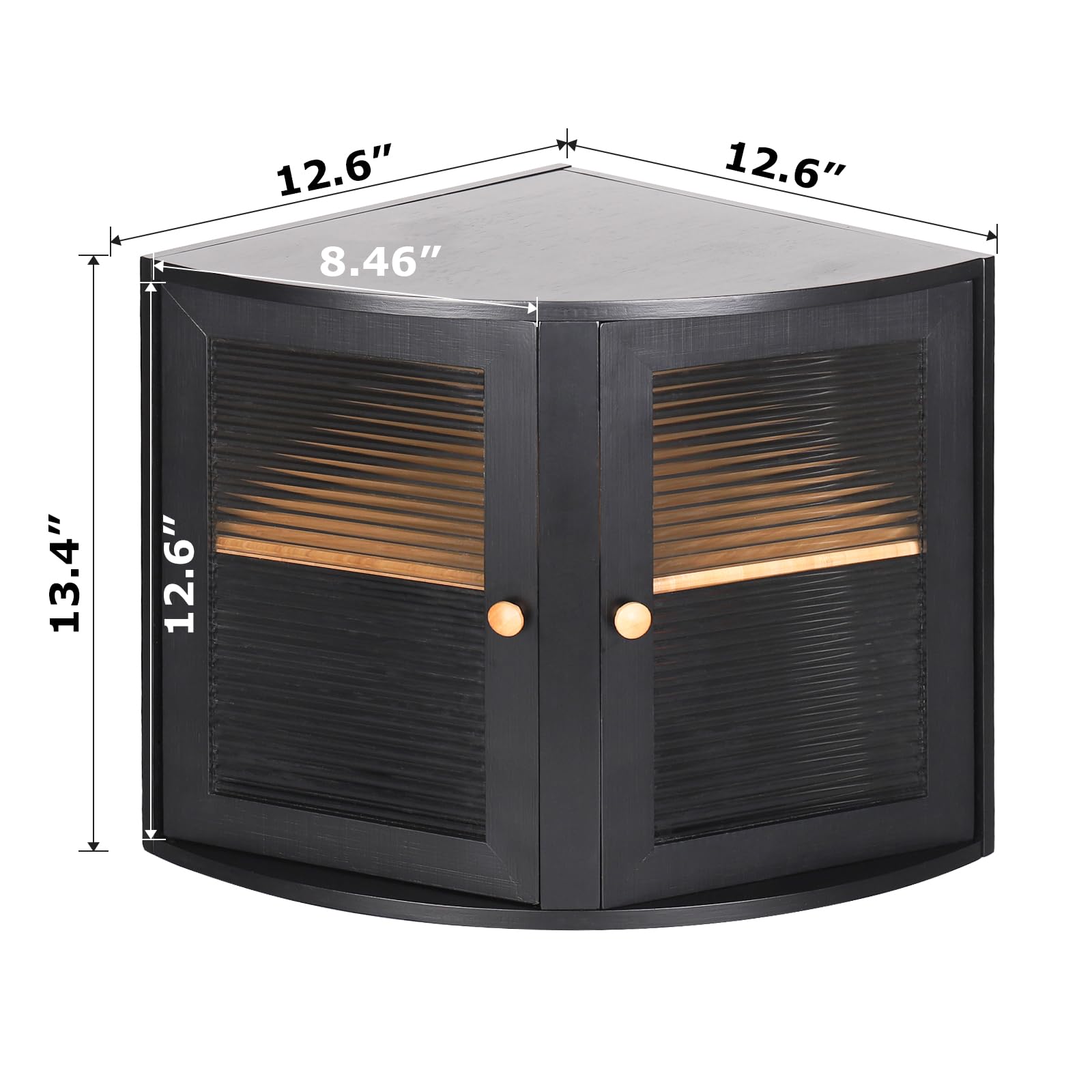 HOMEKOKO Panera esquinera de bambú de doble capa para encimera de cocina, contenedor de almacenamiento de alimentos de madera vintage de gran capacidad (negro)