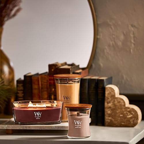 Vista 128 de WoodWick - Vela mediana de reloj de arena, aroma Fireside, cera de mezcla de soja prémium, se agrieta mientras se quema, perfecta para regalo, 9.7
