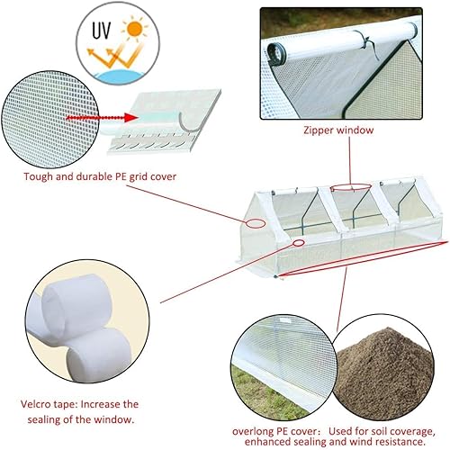 Miniatura 5 de YOLENY Mini invernadero de 95 pulgadas de ancho x 32 pulgadas de profundidad x 32 pulgadas de alto, casas verdes portátiles para exteriores de