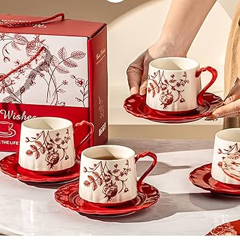 Amazon | ティー カップ & ソーサー バラ柄 2個セット 結婚祝い