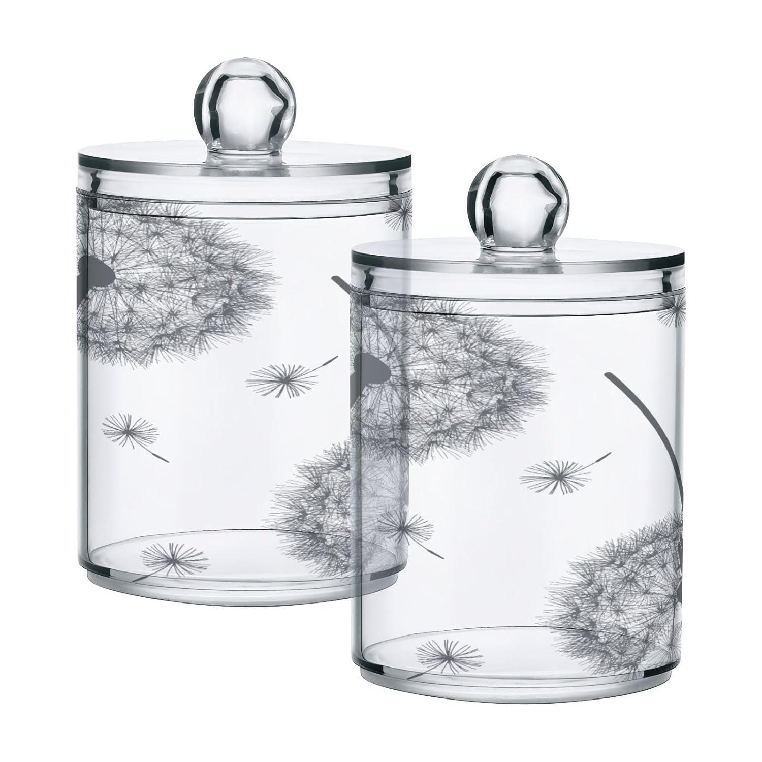 Dandelion-white Restroom Bathroom Organizers with Lid Qtip Holder Dispenser Apothecary Jars Cotton Balls Pads Swabs Holder Jar 4