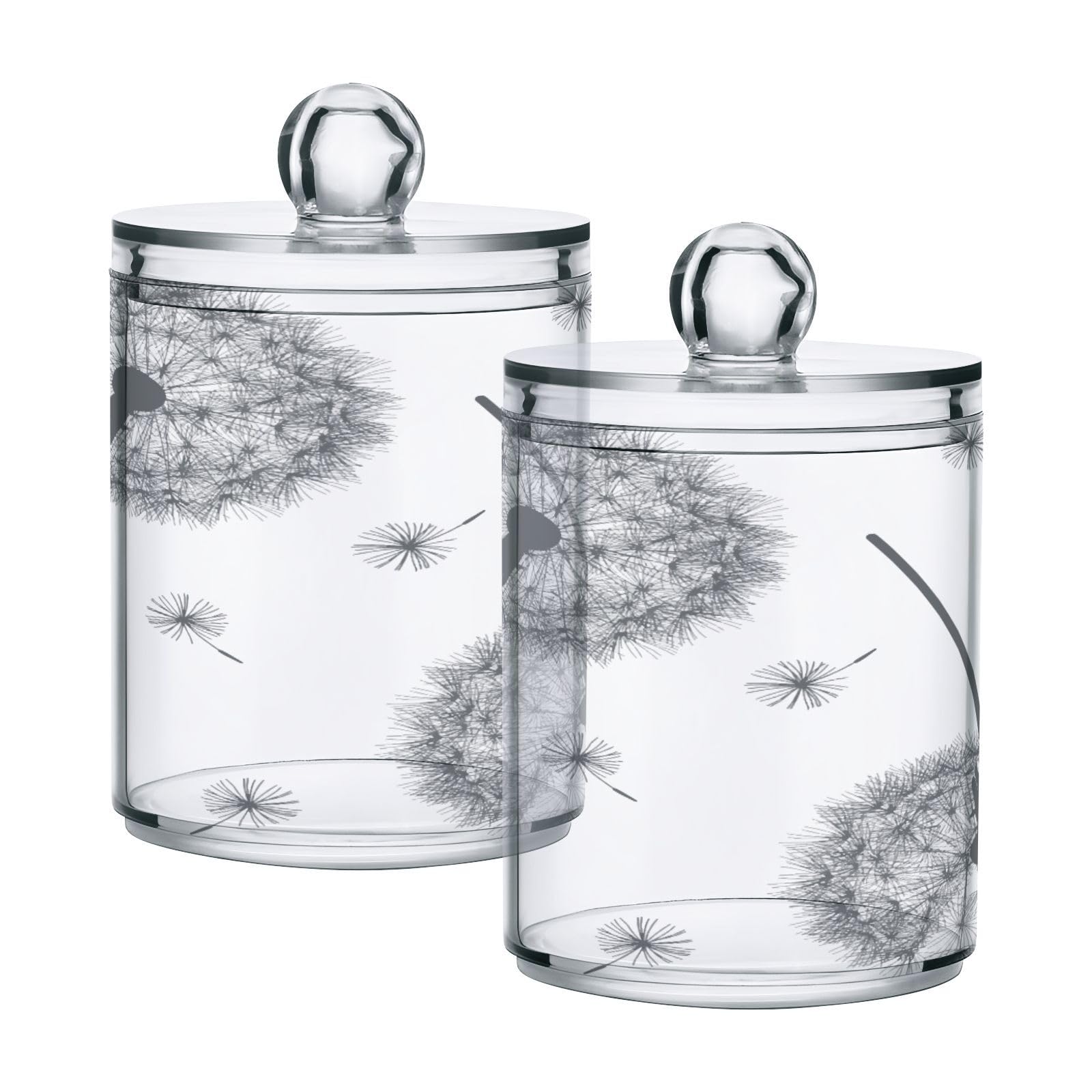 Dandelion-white Restroom Bathroom Organizers with Lid Qtip Holder Dispenser Apothecary Jars Cotton Balls Pads Swabs Holder Jar 4