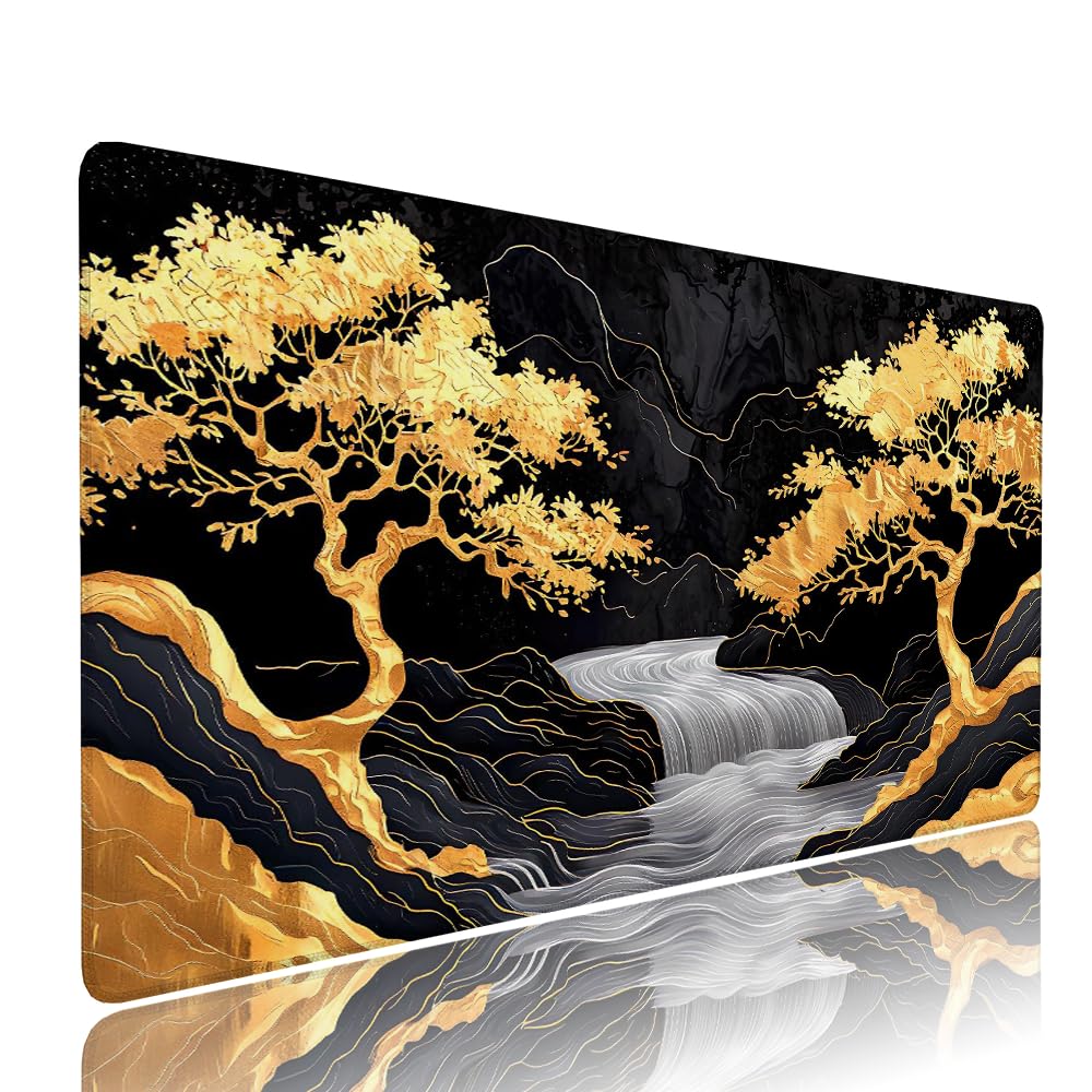 Alfombrilla de Mouse para Juegos, Nero, XXL, Antideslizante, Impermeable, Diseño de Albero, Extendido, Grande, 1200x600x3mm, para PC, Laptop, Ufficio, Famiglia d-460