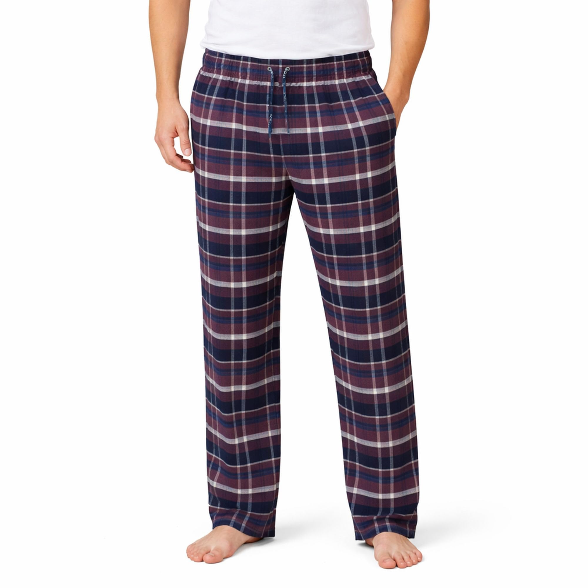 Xact Men's Port Royal/ Navy Multi Check Soft Flannel Check Long Pyjama Bottoms/Lounge Pants, Side Pockets, Regular Fit (/Navy Multi Check) S