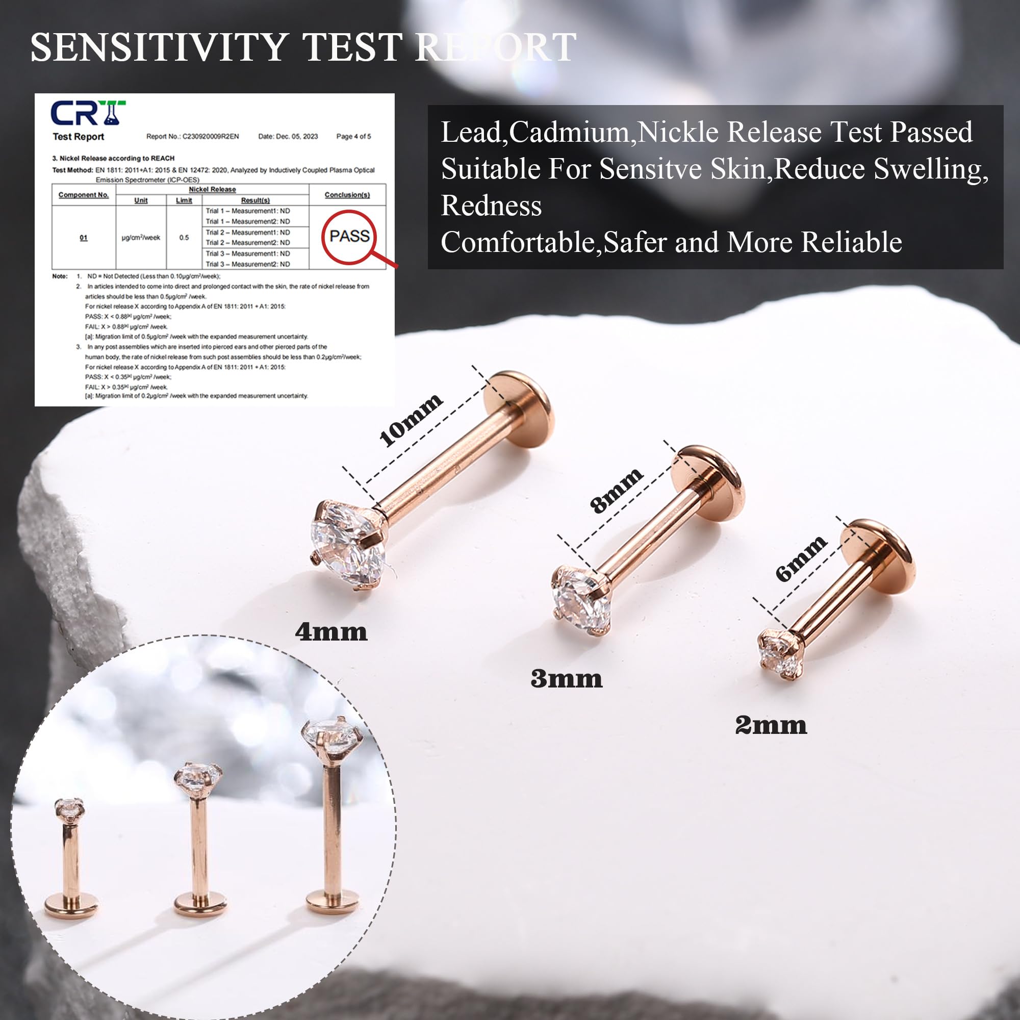 G23 Titan Tragus Helix Labret Piercing Nasenstecker 6/8/10MM