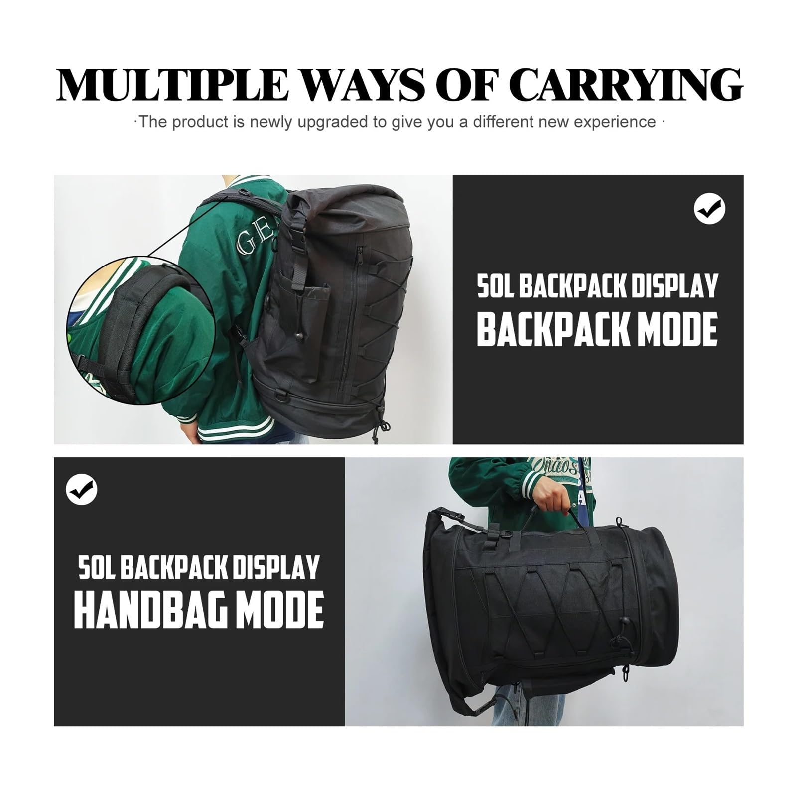 Borsa Moto Posteriore 50L-85L Zaino Portabagagli Sissy Bar Universale Espandibile