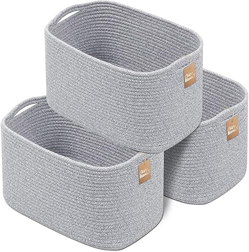 CHAT BLANC Cestas de cuerda de algodón para organizar  Cestas de almacenamiento para estantes  Cesta de cuerda para almacenamiento, cestas pequeñas