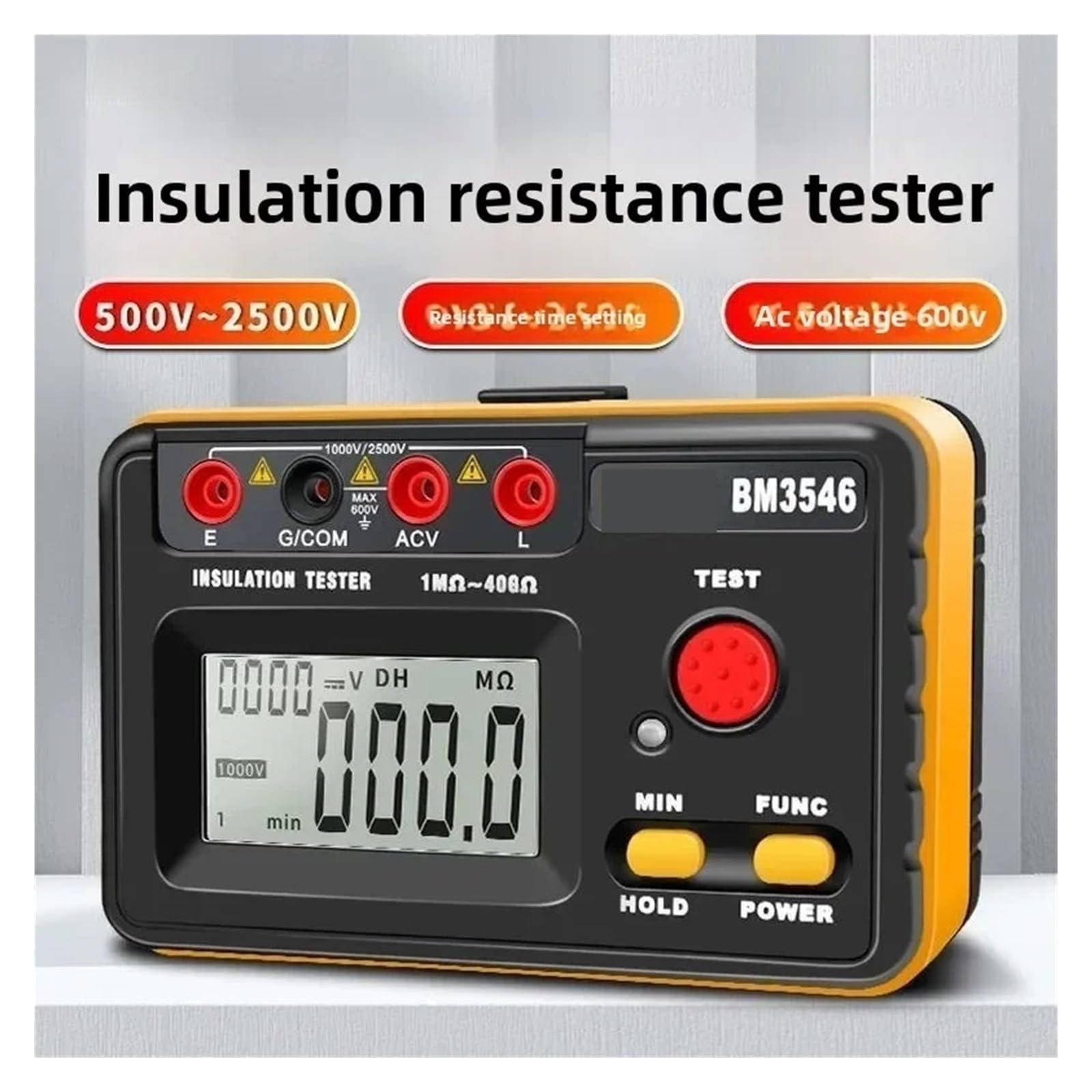 Widerstandsmessgerät, Digitaler Isolationswiderstandstester 2500 V, Hochspannungs-Megohmmeter for Elektriker(1000V 40G)