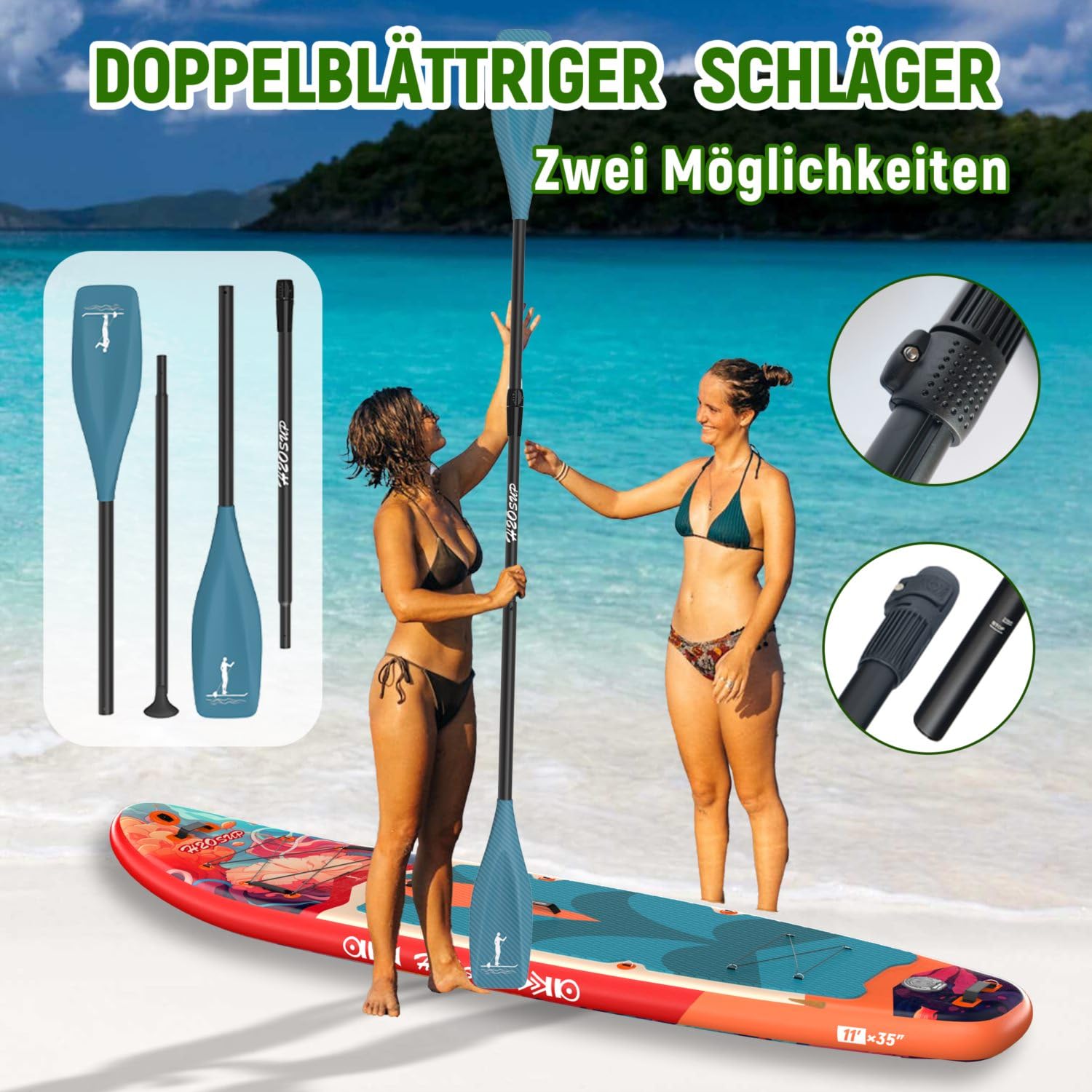 Tavola Sup Gonfiabile - Stand Up Paddle con Accessori Premium, Superstabilità Sup Gonfiabile, Paddle Boards Adulti con Capacità di 200KG per 3 Persone