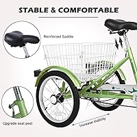 Vista 187 de H&ZT Triciclo para adultos, bicicleta de 3 ruedas, triciclo crucero, con engranaje de 7 velocidades, mango de freno de estacionamiento, escalón