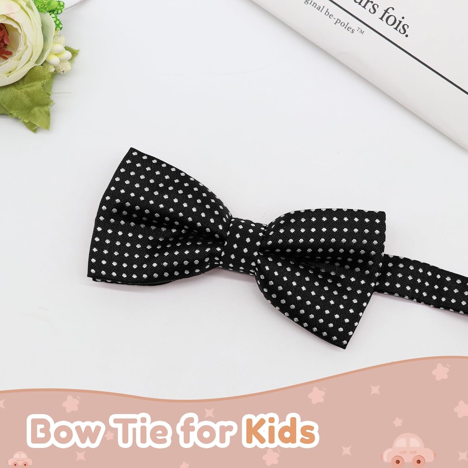 Bow Ties for Boys Girls, Polka Dot Pre-tied Kids Bow Tie Clip On Kid Bowtie for School Uniform Graduation Celebration