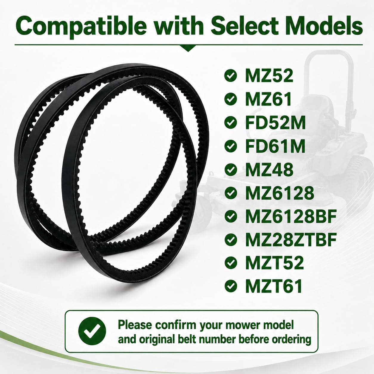 574870901 Lawn Mower Hydro Drive Belt, 1/2" x 75-1/4" Ground Drive Belt Replacement Compatible with Husqvarna MZ52 MZ61 MZ5424S MZ6128 MZT52 MZT61 Zero Turn Mowers-1pack