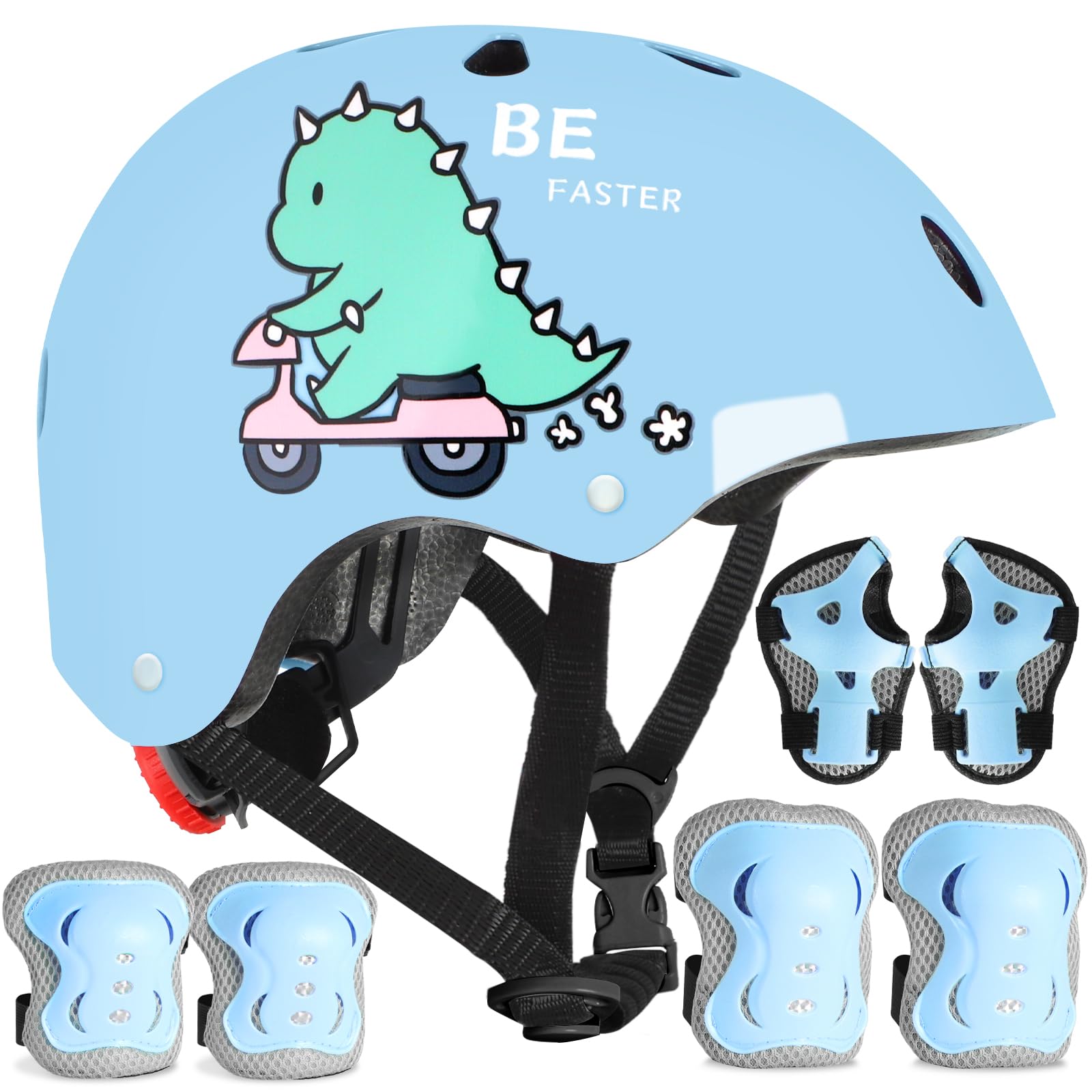 Licorne Casque Vélo Enfant Casque Ajustable pour Filles Garçons avec Réglables Genouillères et Coudières Équipement de Protection pour Cyclisme Scooter Roller Skateboard 48-56 cm 3-12 Ans