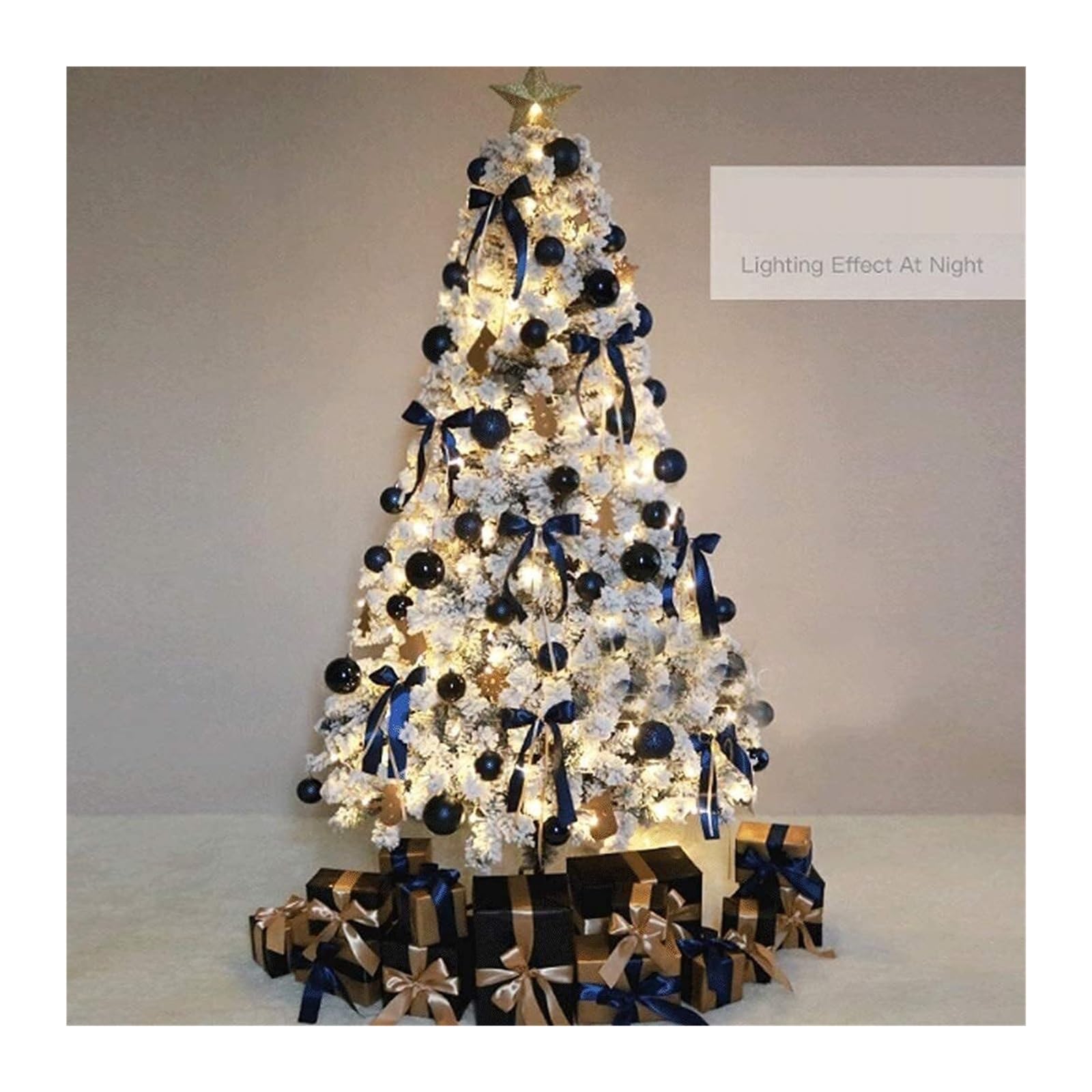 Sapins de Noël artificiels pré-éclairés de 1,5 m, floqués Blancs, for décoration intérieure et extérieure