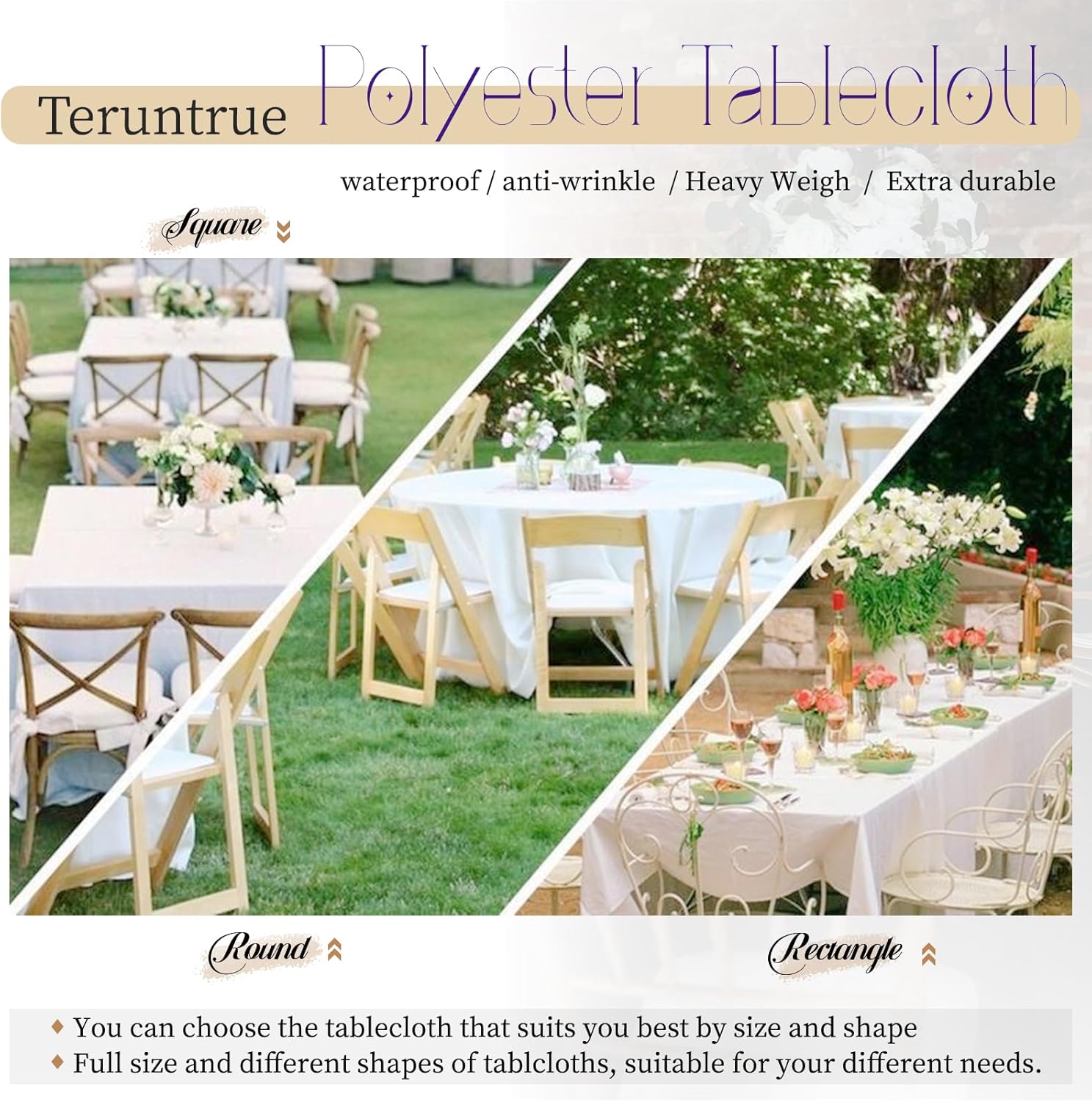 Teruntrue 10 Packs White Square Tablecloth 52x52 inch Card Table Tablecloth,Polyester Waterproof Stain Resistant Washable Table Cloth for Wedding Party Buffet Camping