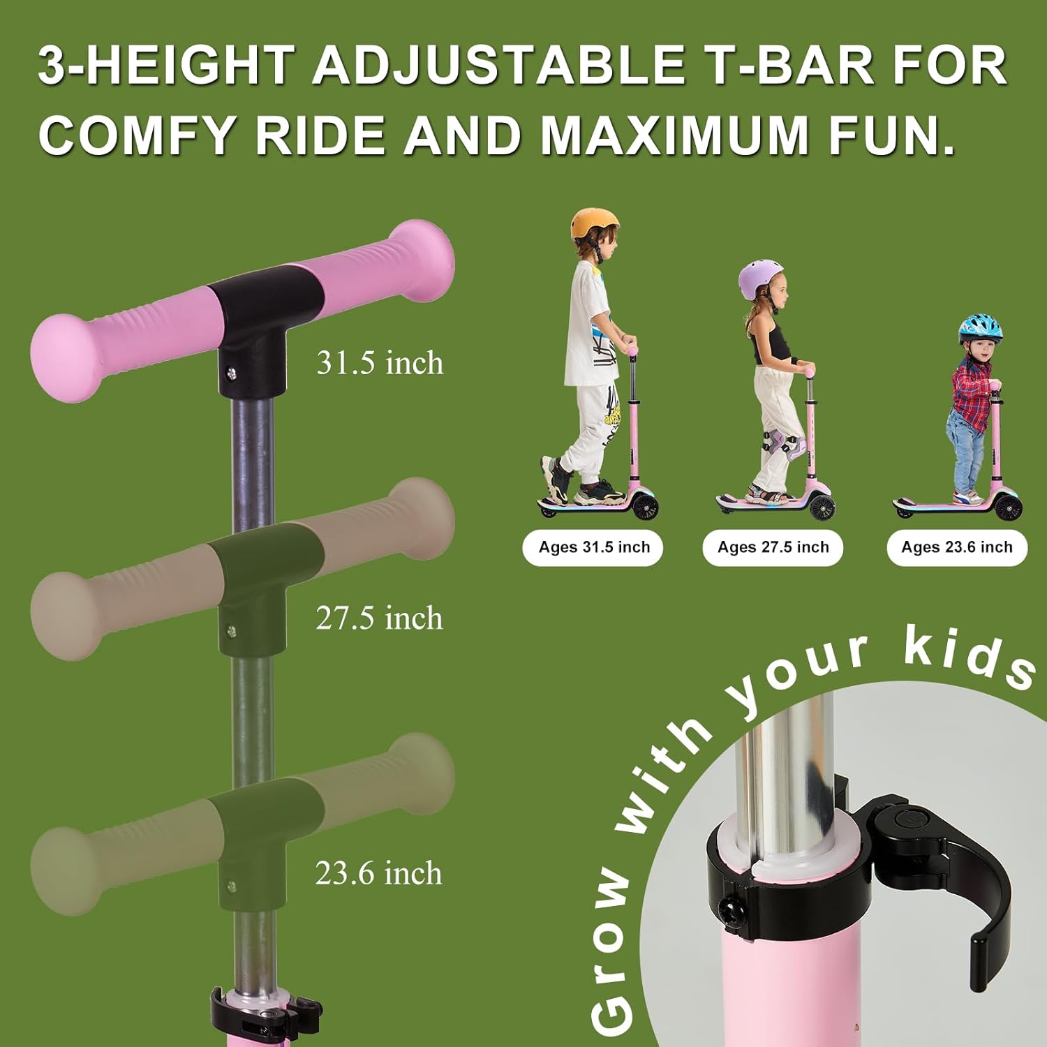 Rahmory Kids Scooter for Boys Girls Ages 3-8, 3 Wheel Light Up Toddler Kick Scooter with 20 Dynamic LED Modes, Foldable Adjustable Height, Extra Wide Deck, Lean to Steer Outdoor Toy Gift