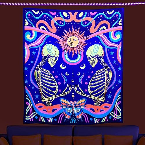 Miniatura 4 de BatwhO Fluorescentes de luz de tapiz de fondo de tela tapiz casa tapiz de habitación de fiesta tela de la pared sala de estar sofá tapiz de fondo