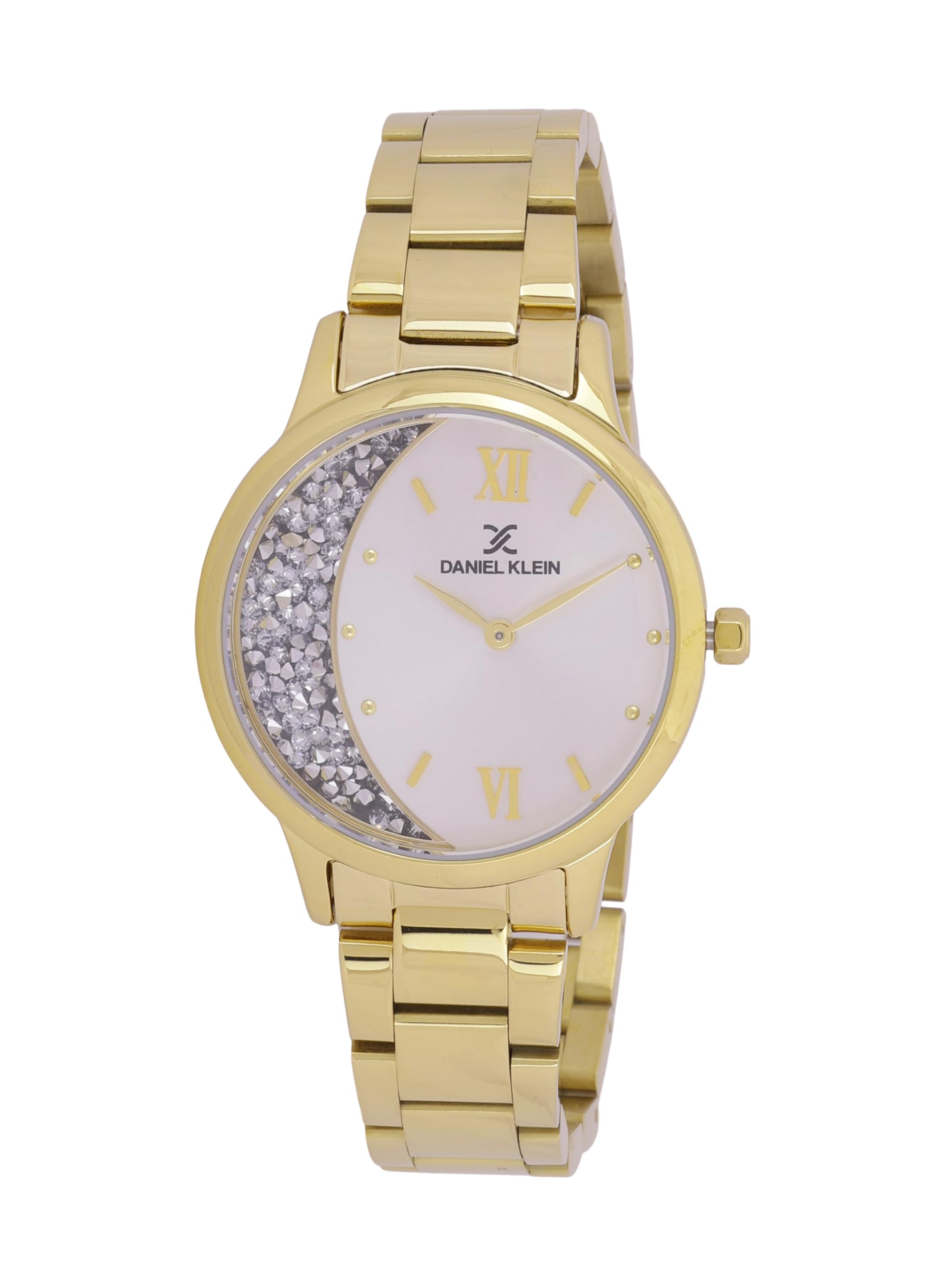 Daniel Klein Women's Analog Quartz Watch | Silver Sunray Dial | Gold-Tone Stainless Steel Bracelet |DK.1.12962-3-image-41