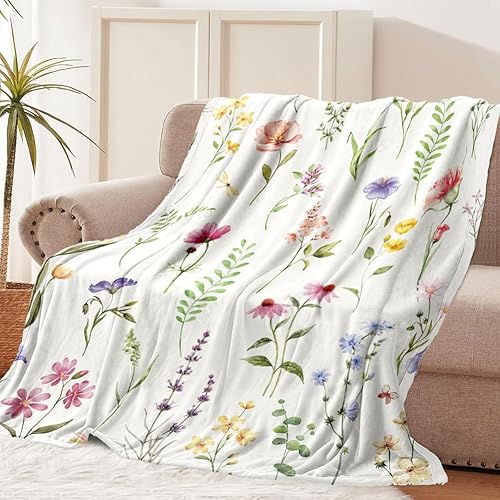 Miniatura 2 de Tupmnbry Manta de flores silvestres con estampado floral botánico, manta de franela súper suave, ligera y esponjosa para cama y sofá, 50 x 60