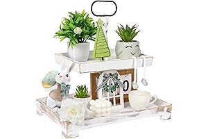 Tiered Tray Stand, Clearance Farmhouse White Wood Two Tier Tray