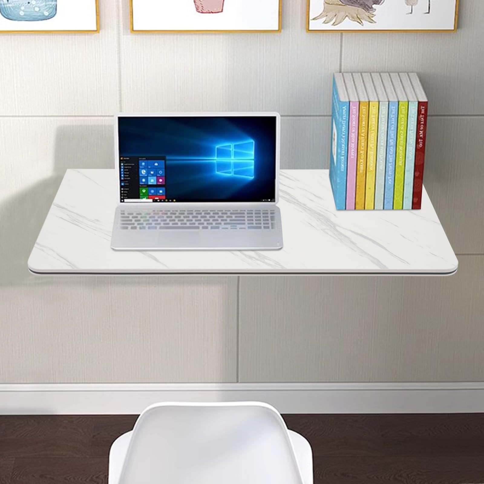 Wandklapptisch Klapptisch Wand Schreibtisch Klappbar Wandtisch Klappbarer Wandschreibtisch Wandmontierter Weiß, 80x40 cm, Klappbar, Modern, Rechteckig, bis 30 kg, für Büro und Zuhause