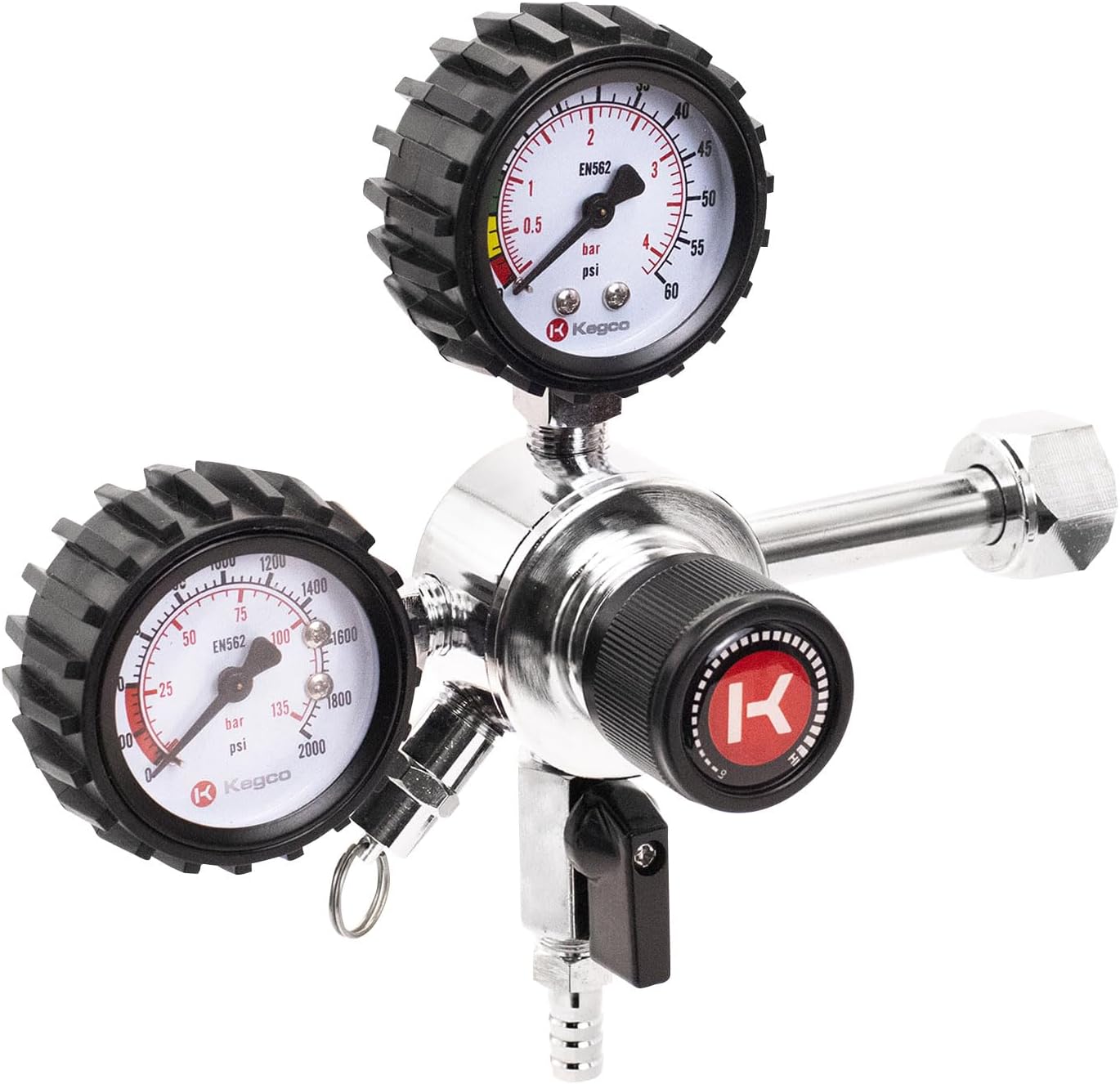 Kegco Premium Commercial Grade Double Gauge CO2 Draft Beer Regulator,Chrome, 1 Product