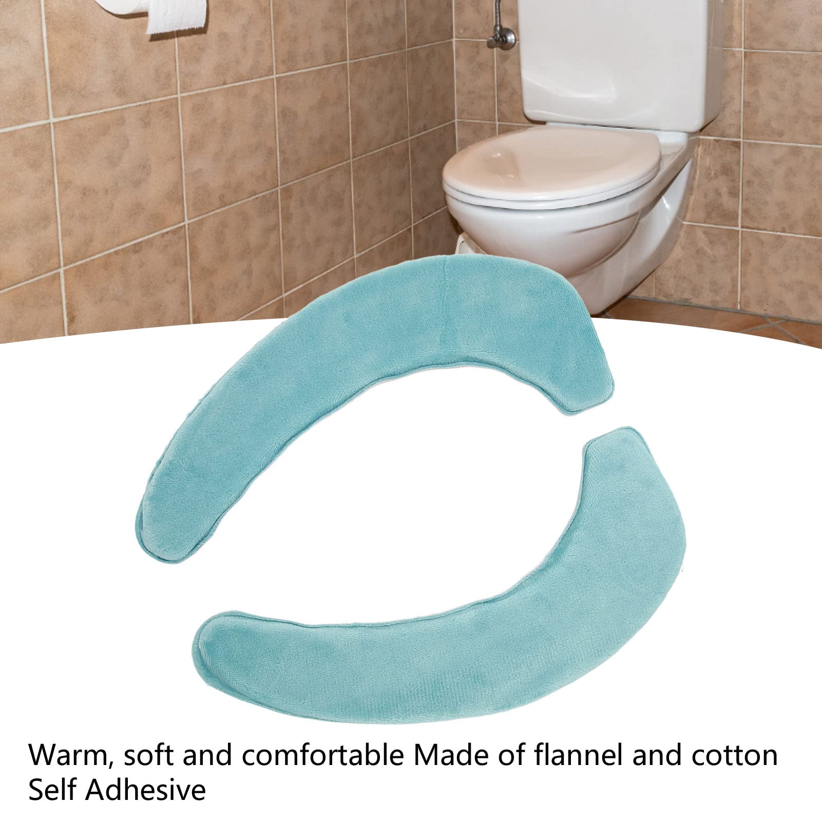 Elolicu 2 PCS Toilet Warmer Cover, Washable and Reusable Toilet Seat Cover Pads Soft Comfortable Warm Self Adhesive Flannel Toilet Seats Cover Cushion Fits Most Size Toilet Lids for Bathroom