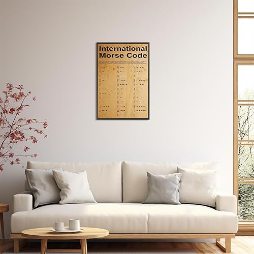 Miniatura 7 de Póster vintage internacional en código morse con alfabeto fonético morse, arte de pared retro de 1800 para amantes de los militares, pintura para