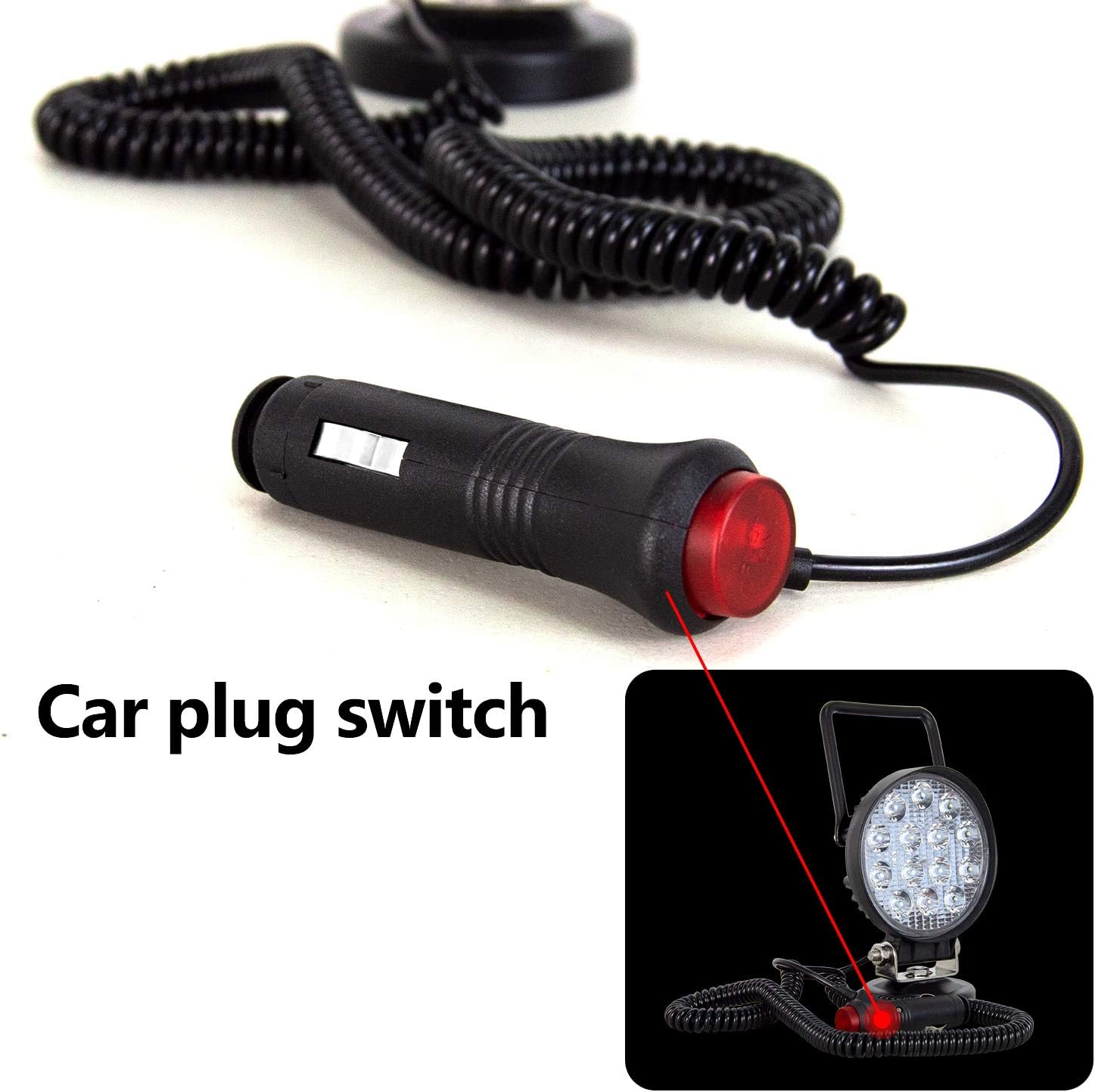Willpower 4 inch 42W LED Work Light Bar with Magnetic Base, Cigarette Lighter Powered, Portable Off Road Light Flood Driving Fog Lights for Truck 4x4 Car Trailer Tractor Engineering Garage Camping