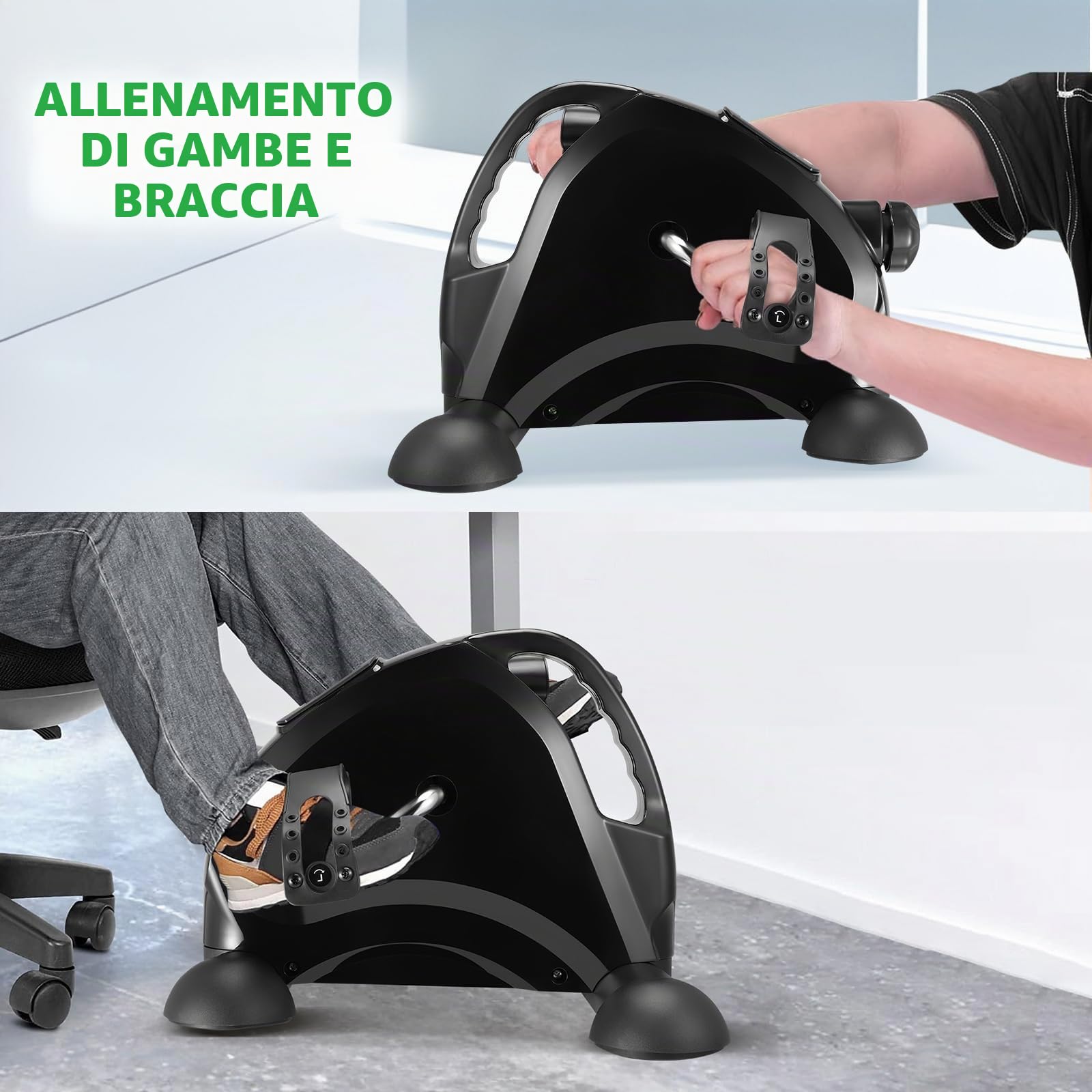 Pedali Statici per Anziani, Mini Cyclette da Casa, Pedaliera Elettrica con Schermo LCD per Allenamento di Braccia e Gambe, Livelli di Resistenza Regolabili