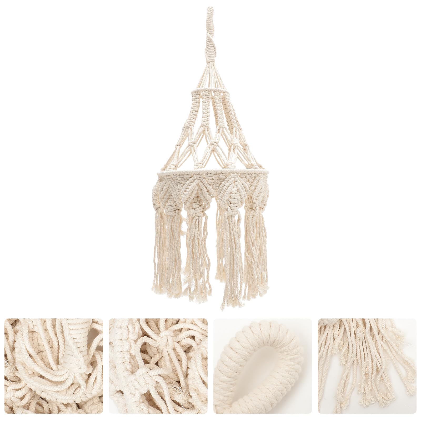 GANAZONO Coprilampada Intrecciato in Stile Boho Corda di Cotone, Paralume per Lampada a Sospensione, Adatto per Matrimoni e Decorazioni di Feste Stili multipli
