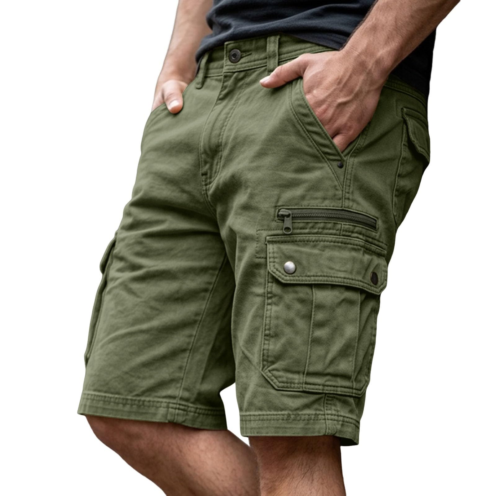 Short d'extérieur pour homme, coupe décontractée, aspect denim, respirant et confortable, en tissu polyester délavé, vêtements pour la randonnée, le travail et les voyages, style pratique au quotidien