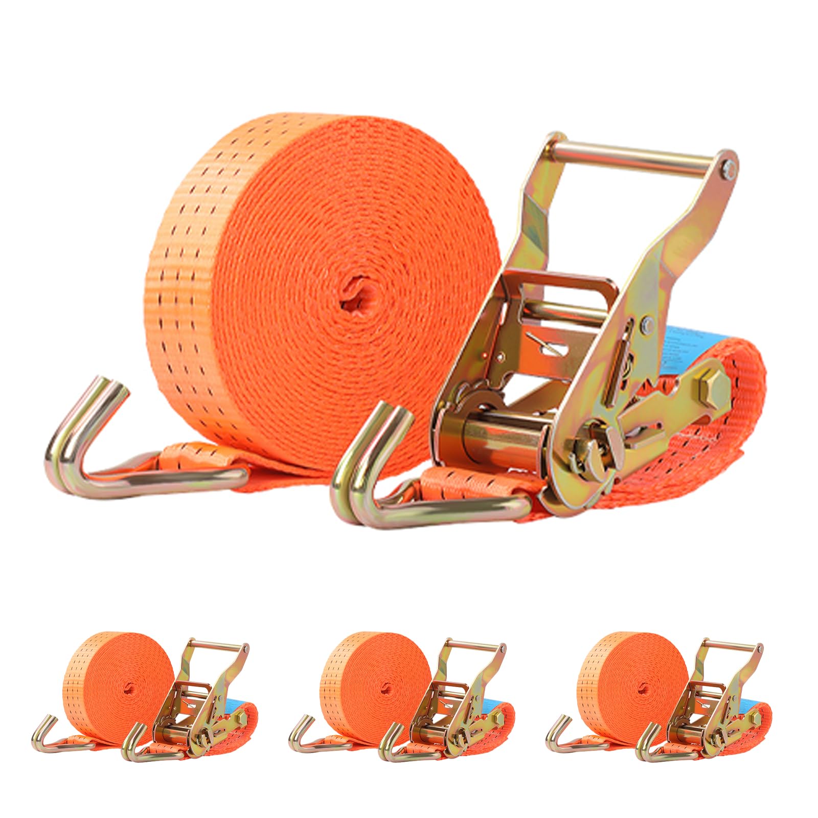 Putentfun 3000KG Heavy Duty Ratchet Straps, 4 Pack 6M x 40mm Tie Down Straps with Hook Adjustable straps for Motorcycles, Car, Trailer, Cargoes, Household