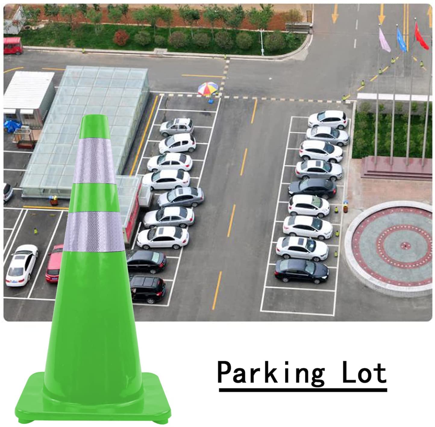Cônes de sécurité portatifs en PVC Durable avec 2 Bandes réfléchissantes. Cônes lestés pour la signalisation routière et la Conduite (4 Paquets Verts) (2 Paquets Verts)