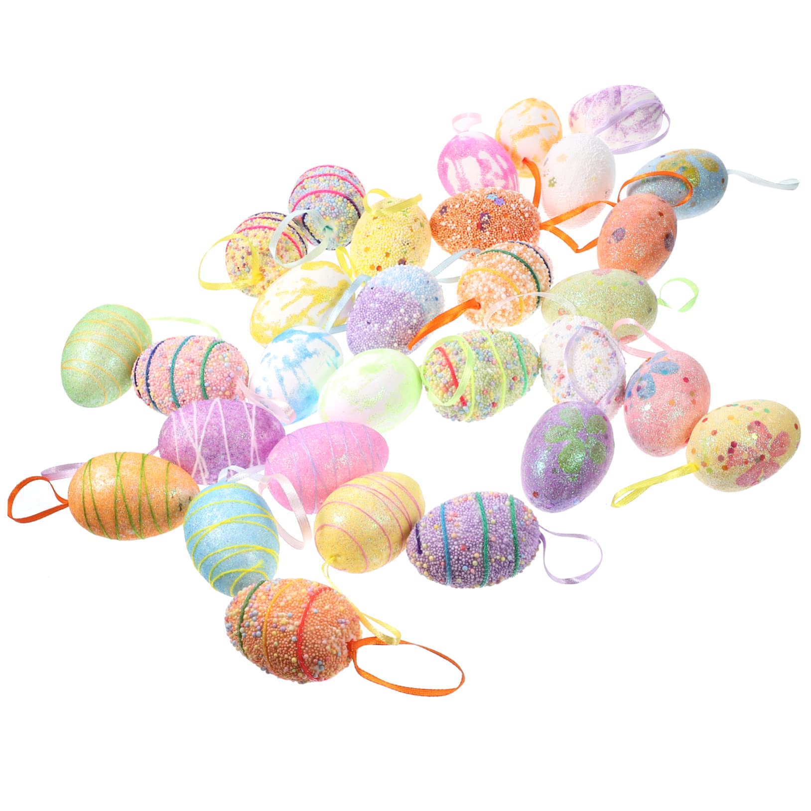 Cabilock 60 Piezas De Pascua Adorno De Huevo De Pascua Ornamento Feliz Pascua Huevo De Pascua Colgante Decoración De Colgantes Vistoso Decoración del Árbol Navidad Espuma