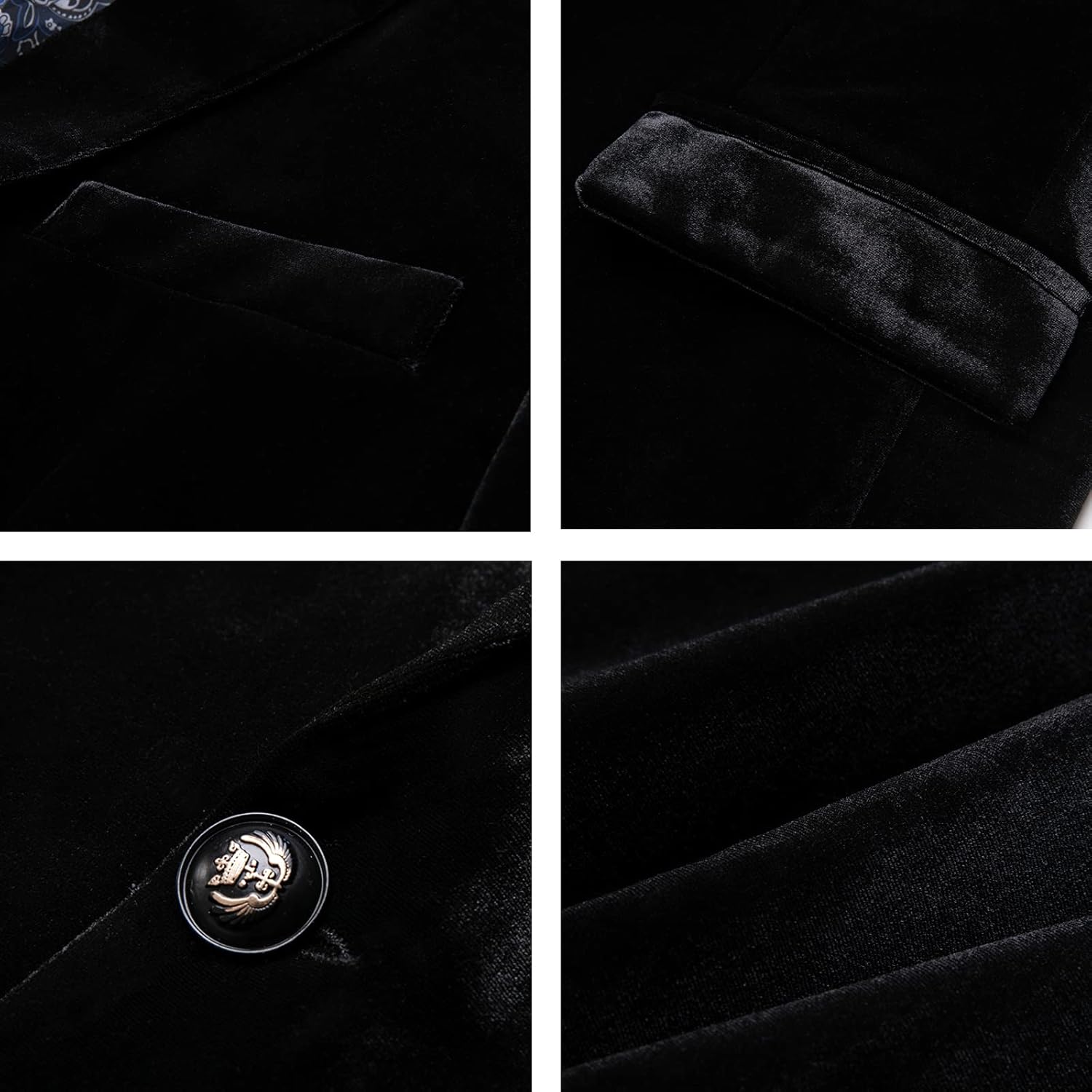 WZIKAI Mens Velvet Blazer One Button Slim Fit Solid Fashion Suit Jacket Sport Coat for Wedding Prom Dinner Party - Image 6