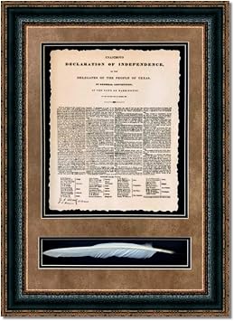 | Texas Declaration Of Independence With Quill | Custom Framed Historic Documents On Archival Paper, Fade Resistant Ultra Chrome Ink | 29L X 23W